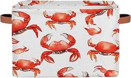 DXTKWL Storage Baskets for Shelves Ocean Sea Animal Crab Foldable Decorative Storage Basket Bins with Handles Storage Bask...