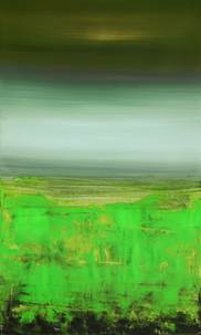 Schilderij getiteld 'Green Harmony' door Paresh Nrshinga F R S A, Origineel Kunstwerk, Acryl Gemonteerd op Frame voor houten…