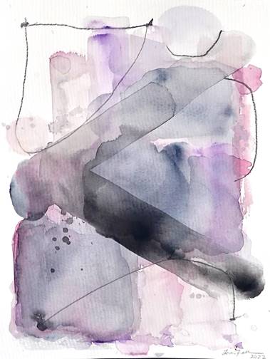 Lisa Fellerson - Smokey Combo, pastel pink grey abstract watercolor painting  on archival paper at 1stDibs